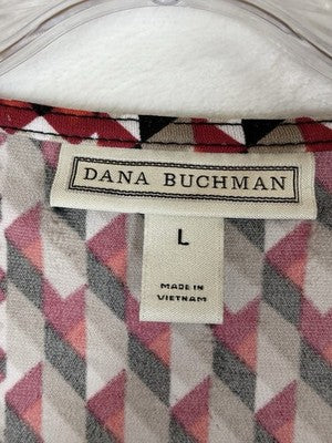 Dana Buchman Top Large Sleeveless Blouse Red Print Womens Polyester Stretch