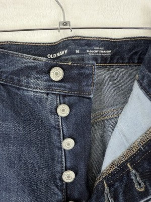 Old Navy Crop Jeans Womens 16 Slouchy Straight Leg Extra High Rise Blue NWT