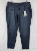 1822 Denim Jeans 14W Womens Ankle Skinny Fringe Hem Blue Mid Rise New NWT