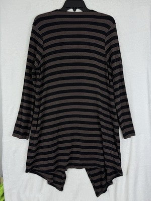 Soma Cardigan Large Soft Black Brown Striped Womens Loungewear Travel