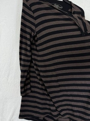 Soma Cardigan Large Soft Black Brown Striped Womens Loungewear Travel