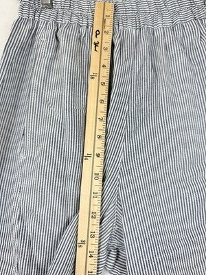 Max Studio London Linen Blend Pants Small Barrel Leg Blue Stripe Pull On