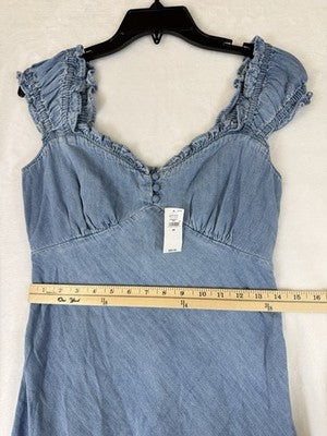 Gap Denim Maxi Dress XS Sweetheart Neckline Blue Long Womens Sleeveless New NWT
