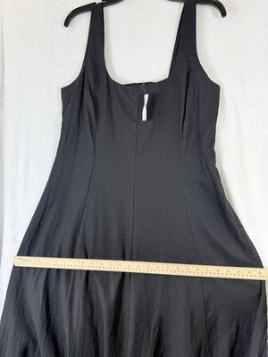 Gap Linen Blend Maxi Dress Large Women Black Sleeveless Fit & Flare Long New NWT