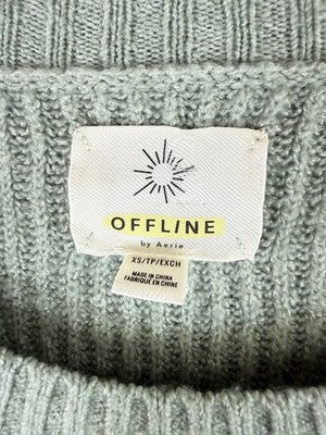 Offline By Aerie Sweater XS Green Tops Twist Front Long Sleeve Womens