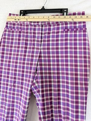 Ann Taylor Crop Pants 4 Purple Plaid Womens