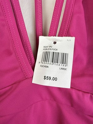 Frederik’s Of Hollywood Swimsuit Large One Piece Pink Plunging V Neck New NWT