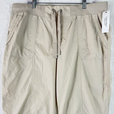 Calvin Klein Performance Capri Pants XL Cargo Pull On Lightweight Tan New
