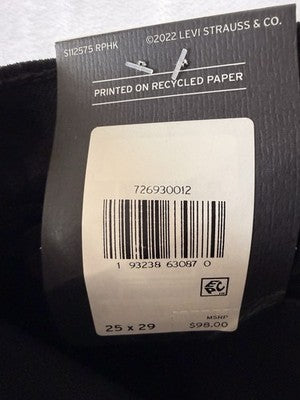 Levis Ribcage Straight Ankle Jeans 29 Womens 25x29 Black Levi’s New NWT