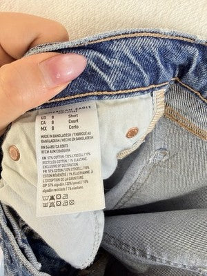 American Eagle Jeans Women Size 8 Short Barrel Leg Blue Wide Leg