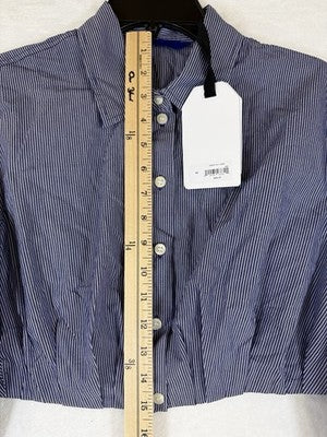 GapStudio Poplin Crop Shirt XS Women Top Gap Studio Blue Stripe Button Up New