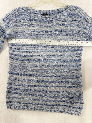 Talbots Small Petite Tops Sweater Boat Neck Blue 3/4 Sleeve Womens SP