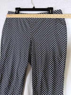 Talbots Capri Pants Size 12 Peite 12P Navy Blue Print Cotton Stretch Womens