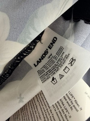 Lands End Tankini Top 16W Slender Suit Tummy Control Black Floral New NWT