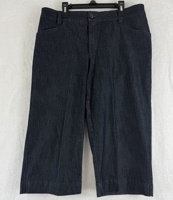 Lee Denim Capri Pants 12 Petite Dark Blue Jean Womens Just Below The Waist