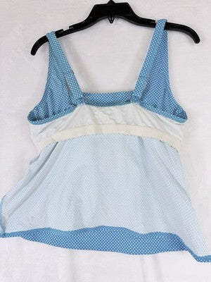 Lands End Tankini Top 14W Blue Swimsuit Square Neck Women Swim Underwire New NWT