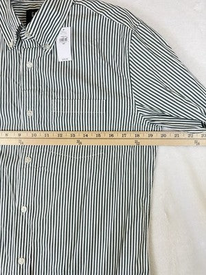 Gap Mens Shirt XS Button Up Cotton Poplin Classic Green White Striped Button New