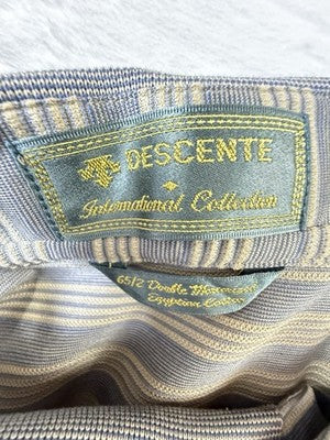 Descente Mens Golf Polo XL Double Mercerized Egyptian Cotton Shirt Gray Striped