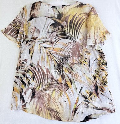 CJ Banks 14W Top X Short Sleeve Lightweight Summer Tropical Print New NWT Womens