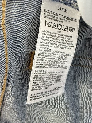 Gap Jeans Men 34x30 Slim Fit Resin Rinse Blue Denim