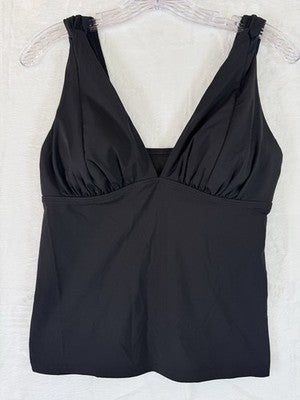 Lands End Tankini Top 8 Black Swim Swimsuit Womens