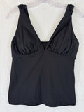 Lands End Tankini Top 8 Black Swim Swimsuit Womens