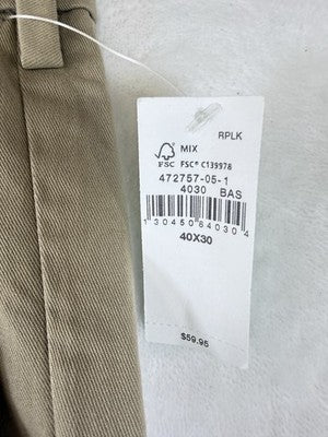 Gap Khaki Pants Men 40x30 Performance Straight Leg Tan Beige New NWT