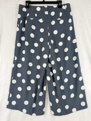 Ann Taylor Loft Wide Leg Crop Pants 8 Blue Polka Dot New NWT