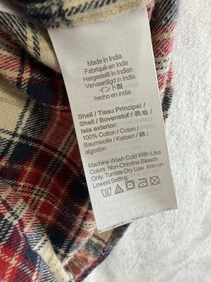 J Crew Flannel Shirt Mens Medium Red Plaid Button Up Down Long Sleeve Cotton