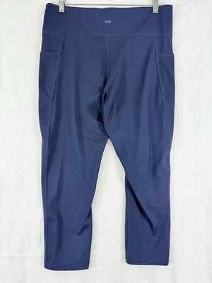 Zuda Crop Leggings Large Blue Pockets Pants Womens Workout