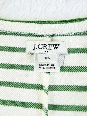 J Crew Dress XS Sleeveless Shift Green Striped Casual V Neck Womens