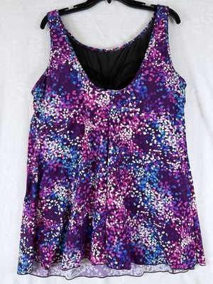 Swimsuits For All 24 Swim Dress Purple Blue Plus Size Womens