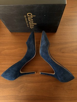 Charles David Shoes 11 Womens Pumps Blue Kid Suede Heels