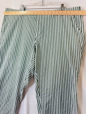 Lands End Pants 24W Mid Rise Classic Straight Leg Green Stripe Plus Size