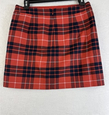 J Crew Mini Skirt 4 Red Plaid Wool Blend Lined Womens