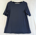 J Jill Wearever Top Small Short Sleeve Blue Rib