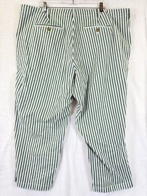 Lands End Pants 24W Mid Rise Classic Straight Leg Green Stripe Plus Size