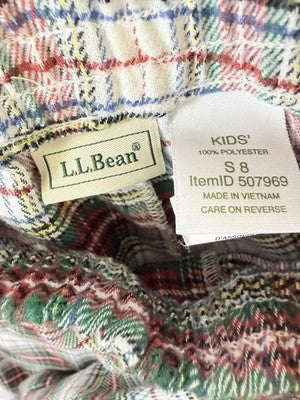 LL Bean Kids Pajama Pants Small 8 Red Plaid PJ Sleep Boys