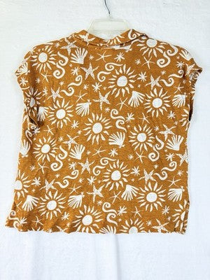 C C California Tops XL 100% Linen Short Sleeve Womens C&C