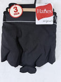 Hanes Panties Small Women Boyshorts 3 Pack Ribbed Black Beige Underwear New NWT