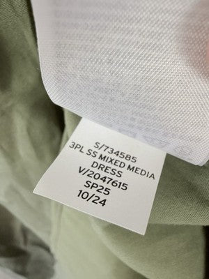 Gap Maternity Mixed Media Maxi Dress XXL Green Empire Waist Short Sleeve Women