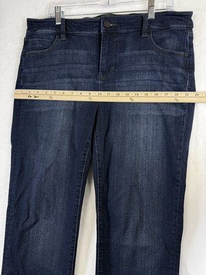 Liverpool Los Angeles Jeans 16W Charlie Crop Dark Blue Denim Wide Cuff Womens