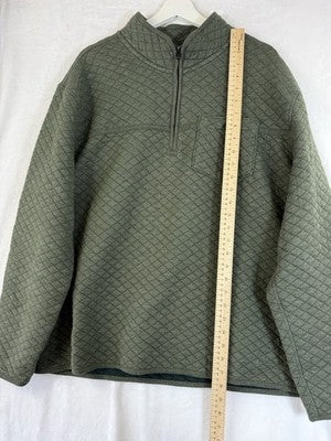 Eddie Bauer 2XL Men Sweatshirt Quilted Pullover 1/4 Zip Green Mock Neck