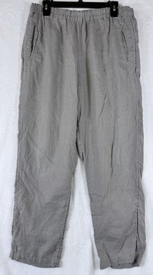 C&C California 100% Linen Pants Large Gray Beige Womens Straight Leg
