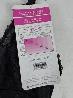 Maidenform Shapewear Bodysuit XXXL Firm Black Lace Womens