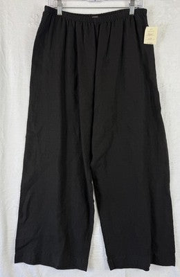 Habitat Clothes To Live In XL Cropped Pants 100% Linen Women Black Lagenlook New