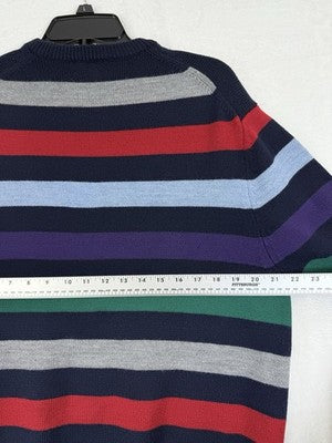 Brooks Brothers Sweater Large Men’s Merino Wool Crew Neck Navy Blue Striped