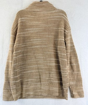 Talbots Sweater Medium Half Zip Beige Long Sleeve Top Space Dyed Womens