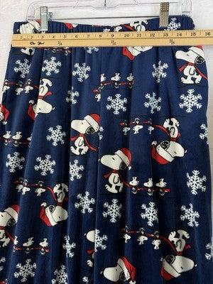 Peanuts Pajama Pants Large Blue Snoopy Santa Clause Fleece