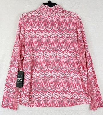 IBKUL Womens Long Sleeve Top XXL 1/4 Zip Mock Neck Pink Barbara 2X Golf